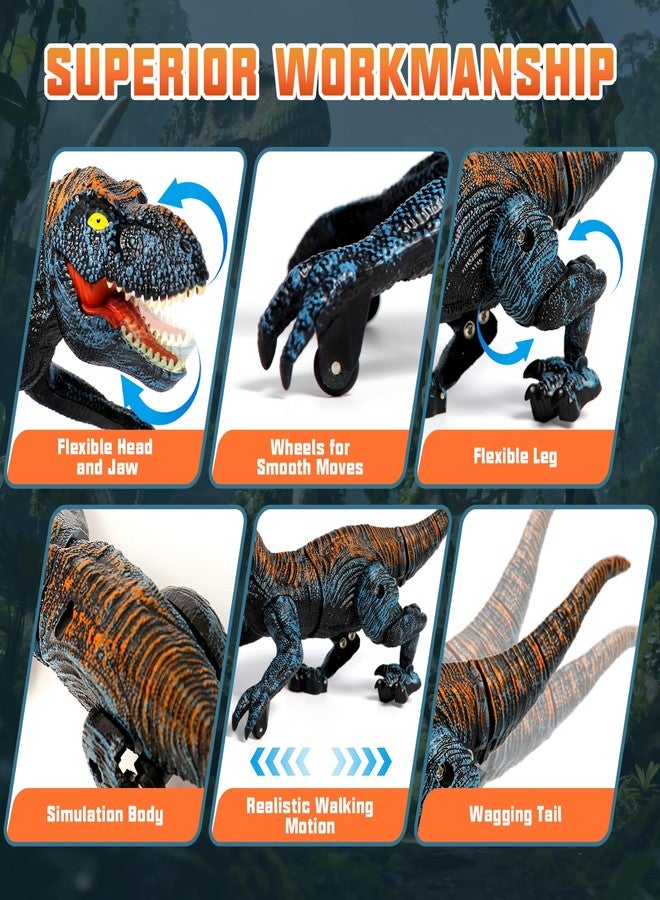 Sunrad Mini Remote Control Dinosaur Toys for Kids Age 3-5 4-7 8-12+, 2.4GHz RC Robot Dinosaur with Light & Roar & Auto Demo, Rechargeable Realistic Walking T-Rex Dino Toy for Boys Girls - Image 3